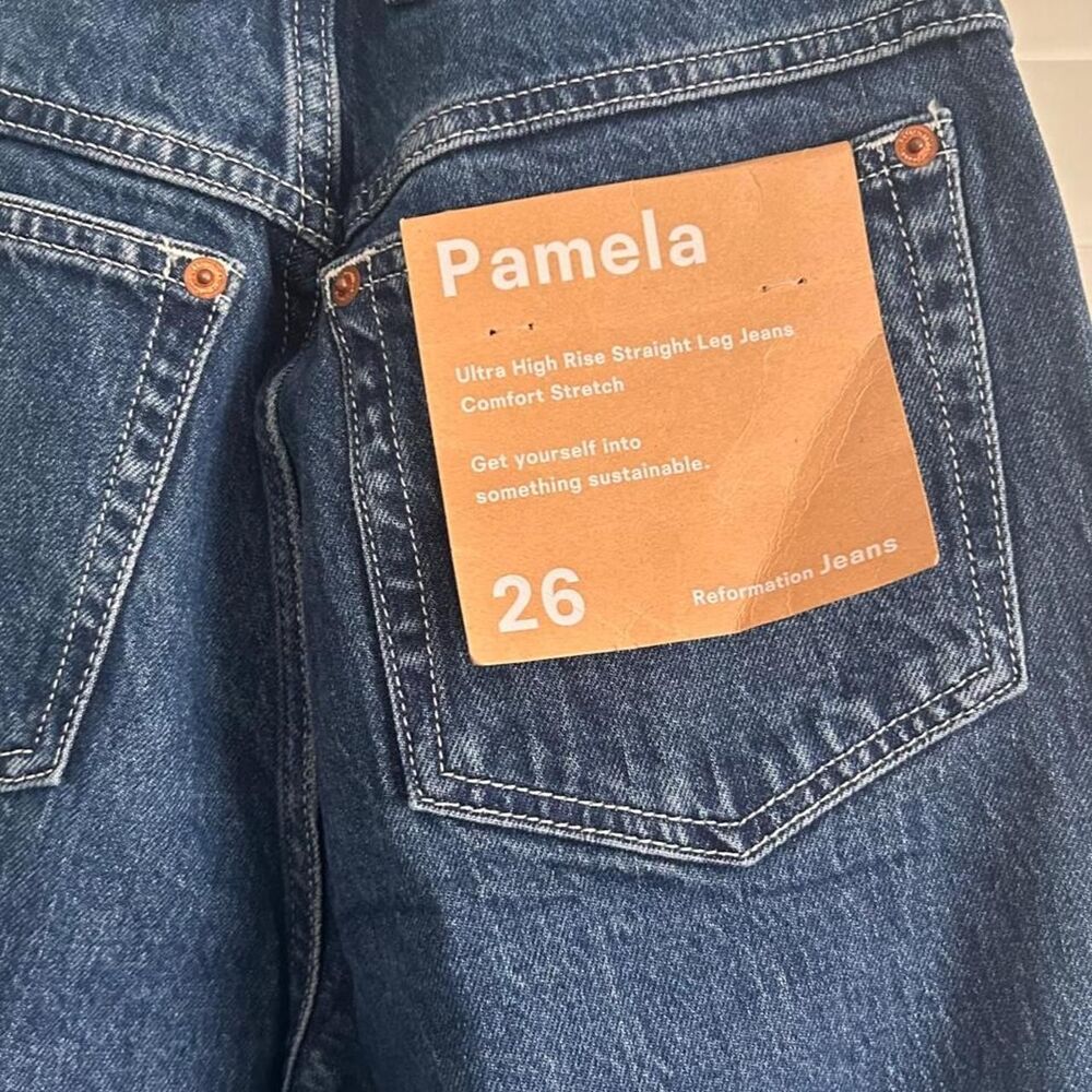 Reformation Pamela Ultra High Rise Straight Leg Jeans Wallis Wash Size 26 NWT - Picture 6 of 6